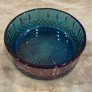 Indiana Glass carnival glass blue candy dish